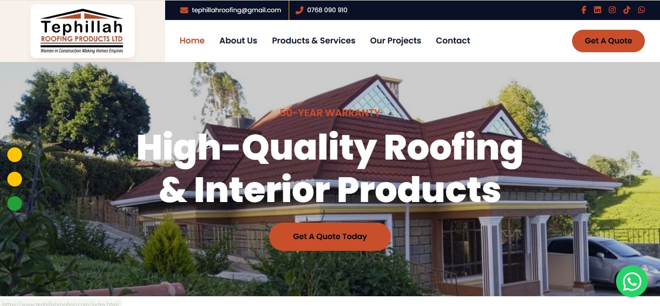 Tephillah Roofing website